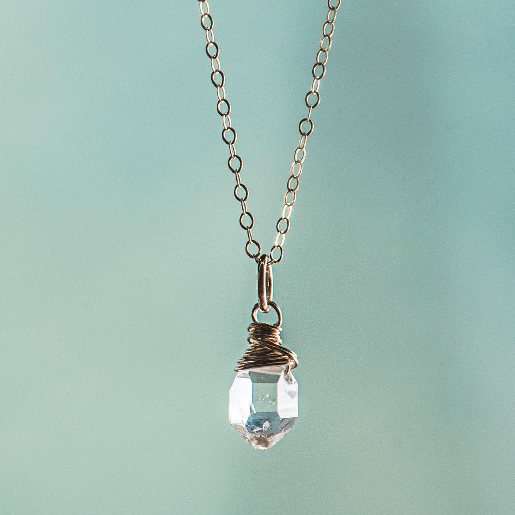 Herkimer Diamond Wire Wrapped Necklace - Small