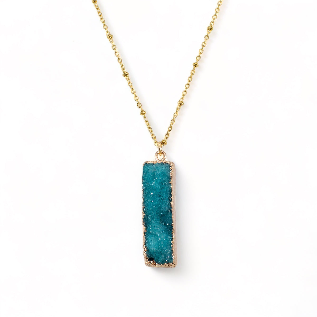 Turqoise Druzy Quartz Bar Pendant