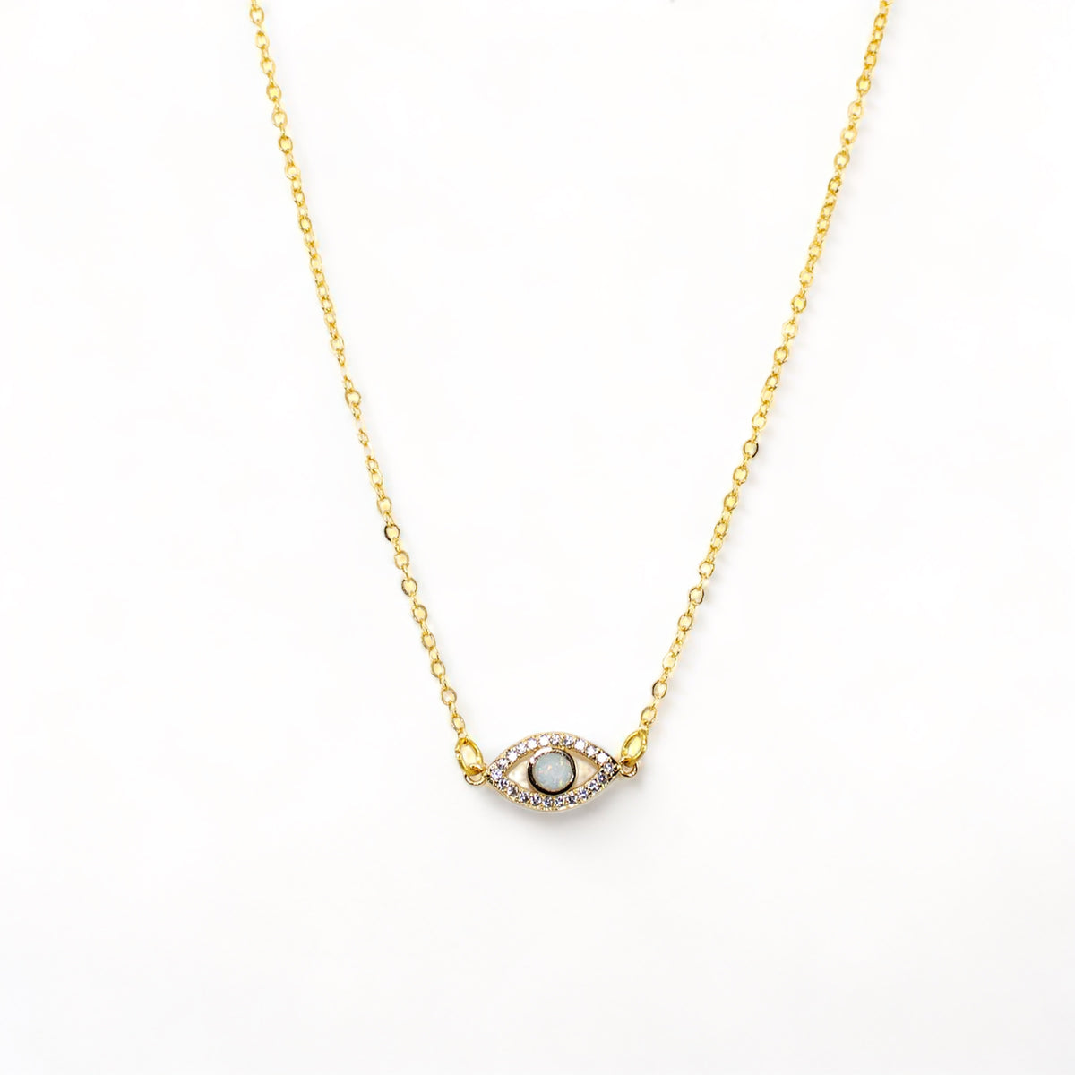 Opal + Gold Eye of Protection Necklace
