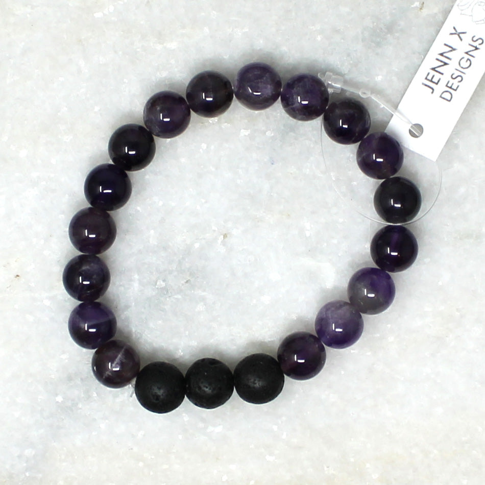 Bracelet For Couple, Purple & Black Crystal Bracelet - Fuseme