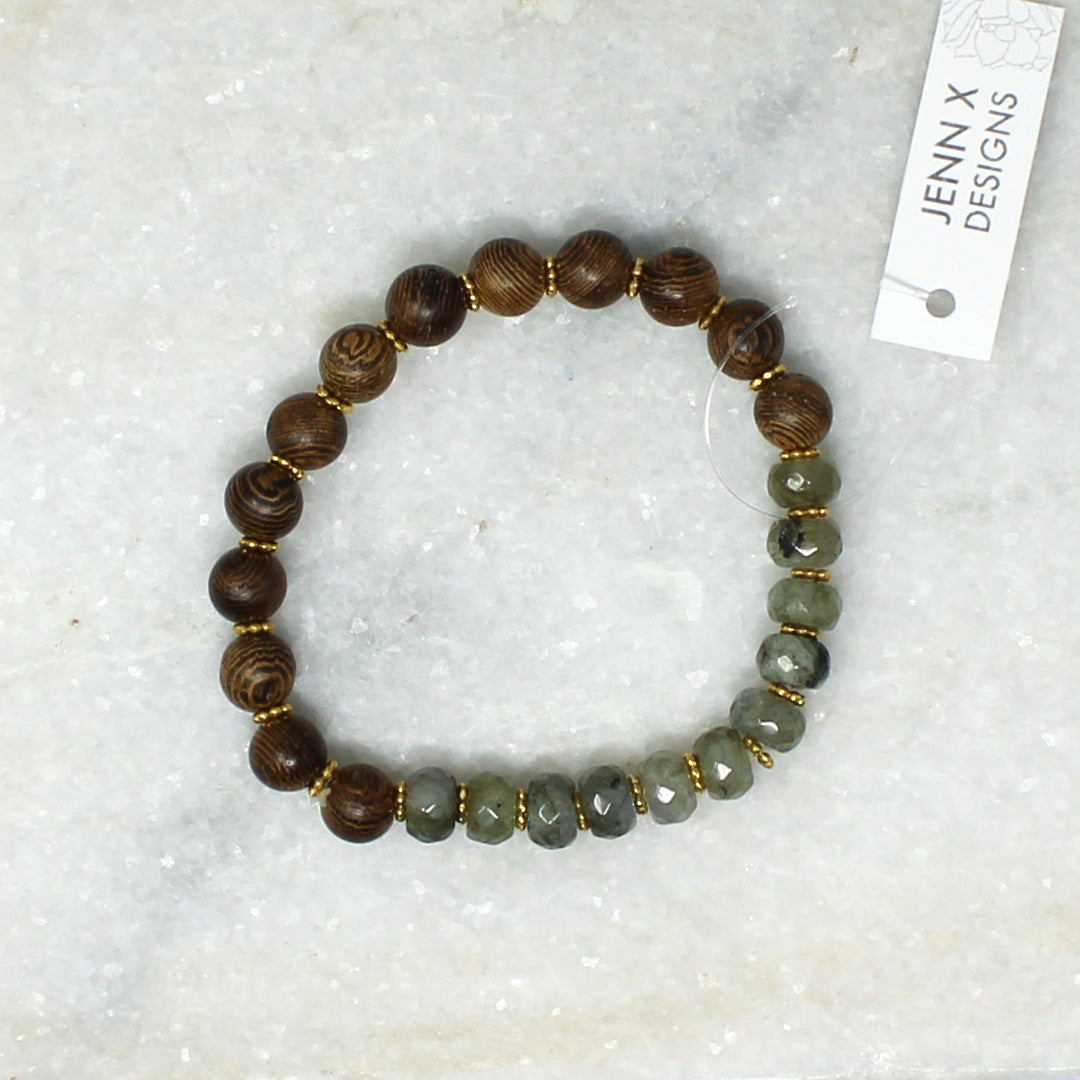 Labradorite + Wood Bracelet