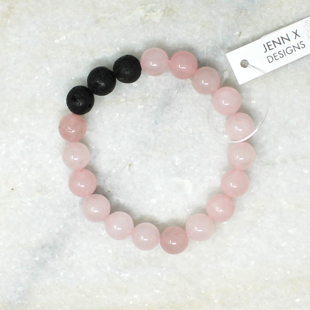 Rose Quartz + Lava Rock Bracelet