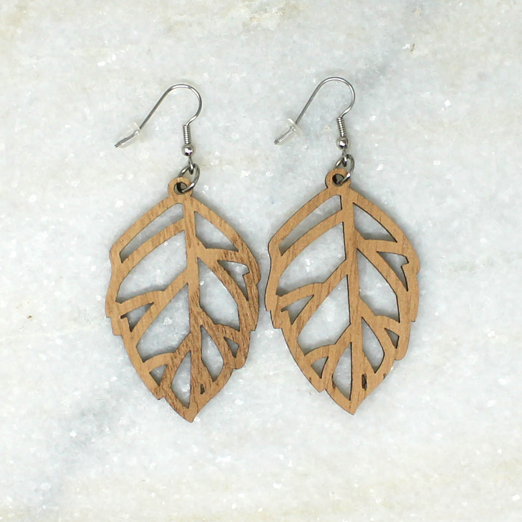 Carved Wood Earrings