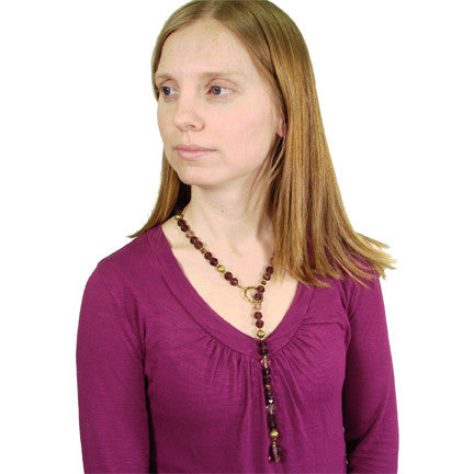 WORLD FINDS Naiya Lariat Necklace Plum [product_variant_title]