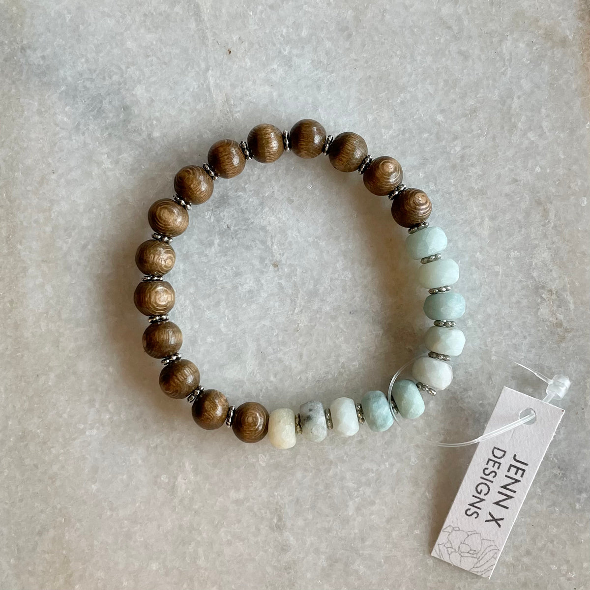 Amazonite + Wood Bracelet