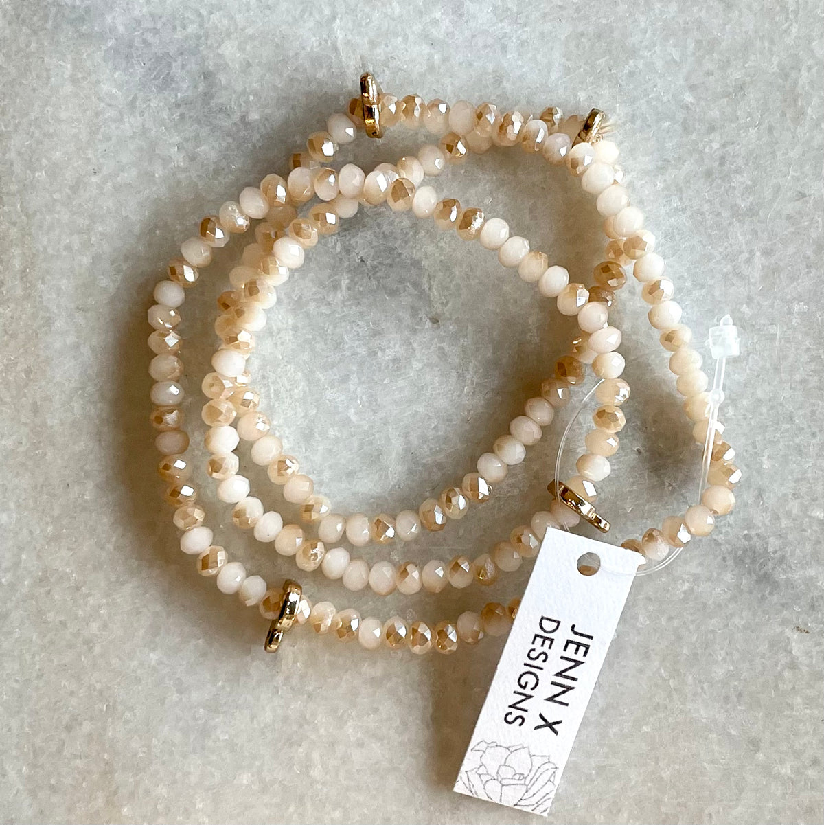 Blush Glass Bead and Gold Bracelet