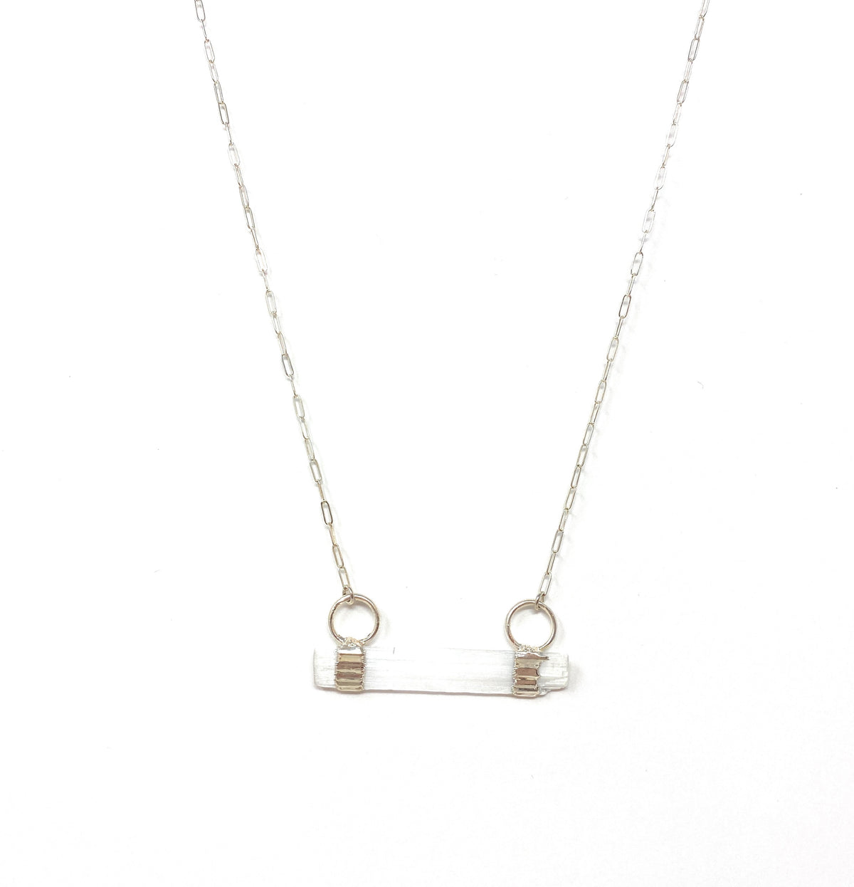 Selenite + Silver Bar Necklace