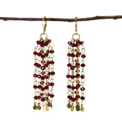 World Finds Tipped Tassel Earrings Burgundy